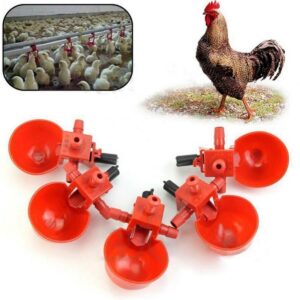 Pack of five Automatic red cup water drinker for hens , parrot 🦜 and birds.